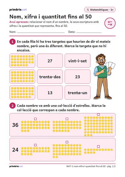 Pàgina 1 de 2: Nom, xifra i quantitat fins al 50