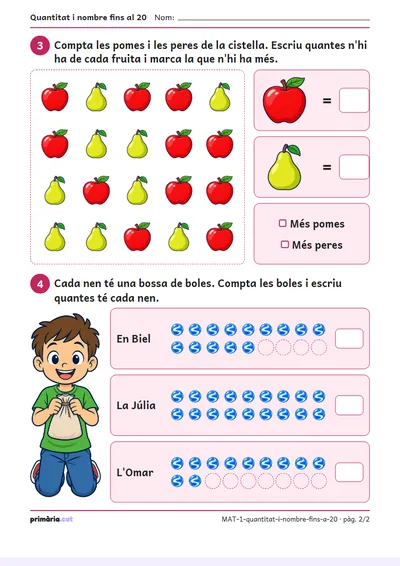 Pàgina 2 de 2: Quantitat i nombre fins al 20