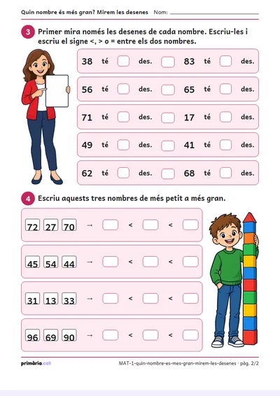 Pàgina 2 de 2: Quin nombre és més gran? Mirem les desenes