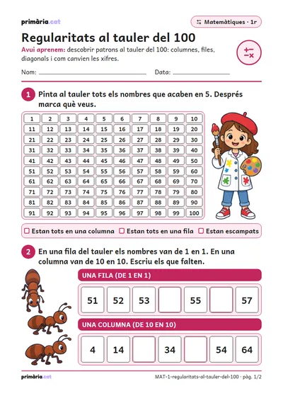 Pàgina 1 de 2: Regularitats al tauler del 100