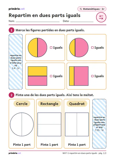 Pàgina 1 de 2: Repartim en dues parts iguals
