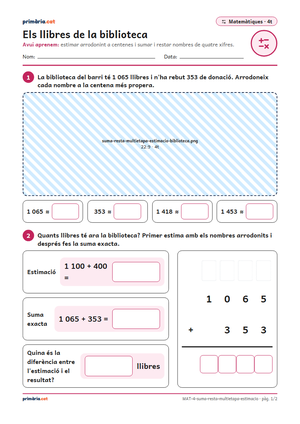 Primera pàgina de la fitxa «Els llibres de la biblioteca»