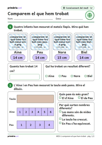 Pàgina 1 de 2: Comparem el que hem trobat
