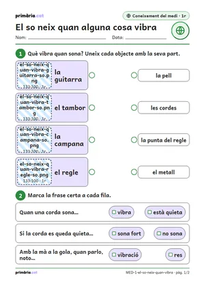 Primera pàgina de la fitxa «El so neix quan alguna cosa vibra»