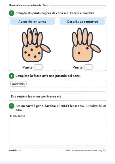 Pàgina 2 de 2: Mans netes, menys microbis