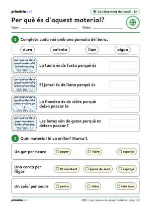 Primera pàgina de la fitxa «Per què és d'aquest material?»