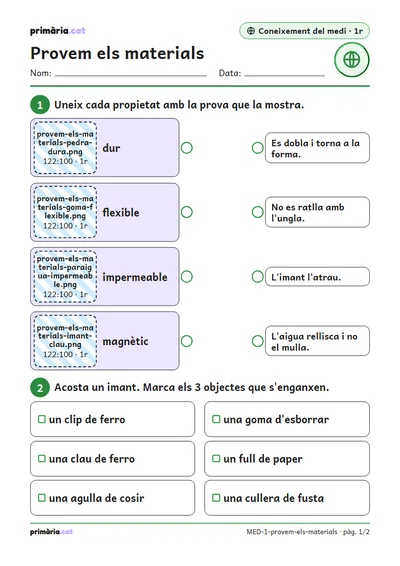 Pàgina 1 de 2: Provem els materials