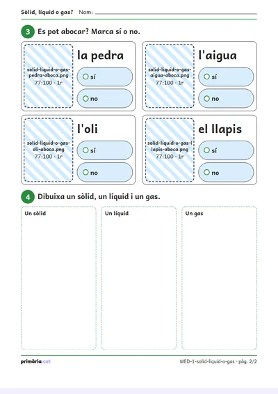 Pàgina 2 de 2: Sòlid, líquid o gas?
